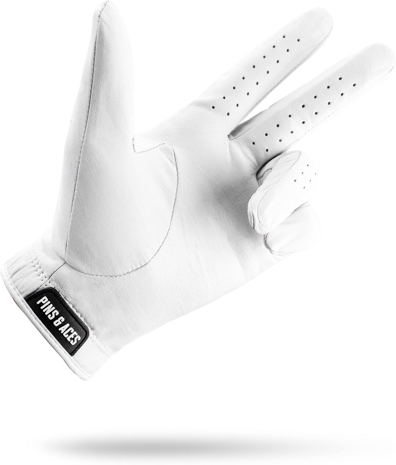 Pins & Aces - Ghost White Golf Glove Design - Premium AAA Cabretta Leather, Long-Lasting Durable Tour Glove for Men or Women - Premium Leather Golf Glove Left & Right Hand