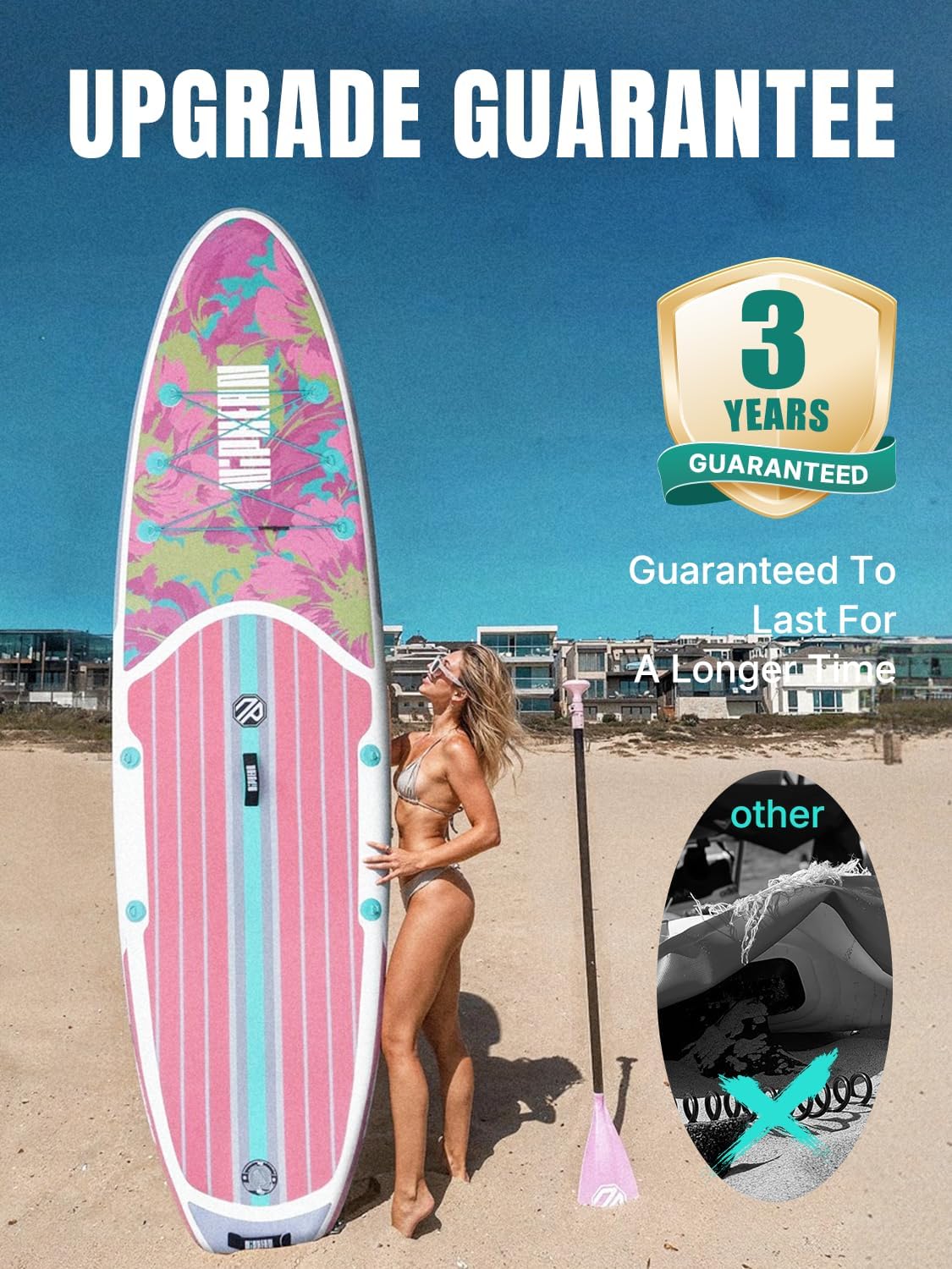 Niphean Inflatable Stand Up Paddle Board with SUP Accessories, Anti-Slip EVA Deck, 10’6’’ Inflatable Paddle Boards for Adults & Youth of All Skill Levels
