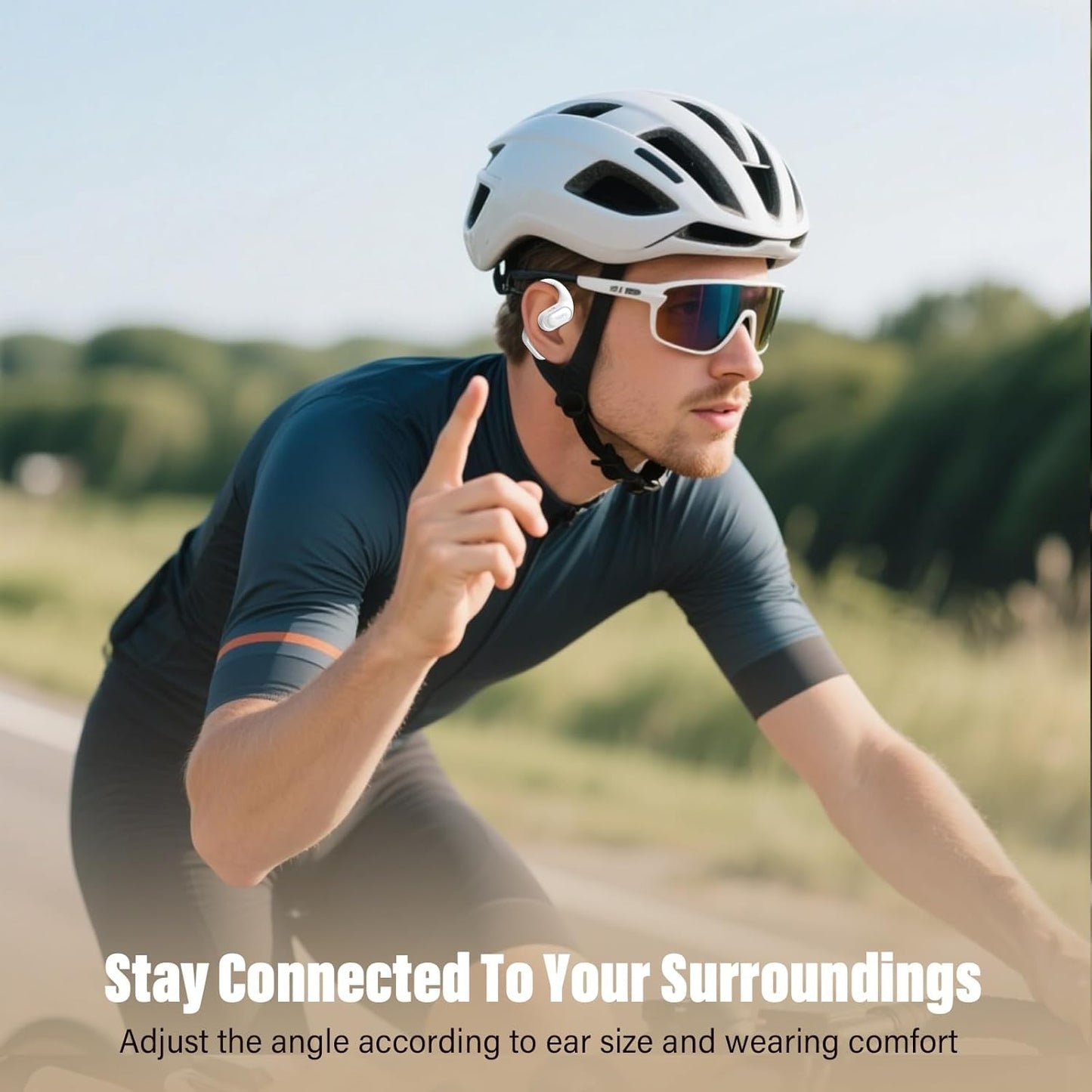 Open Ear Headphones, Bluetooth 5.4 Headphones Sports, Premium Sound with HD Mic Wireless Earbuds, 48H Playtime LED Power Display Ear Buds, IPX7 Lightweight Comfort Earphones for Running, White