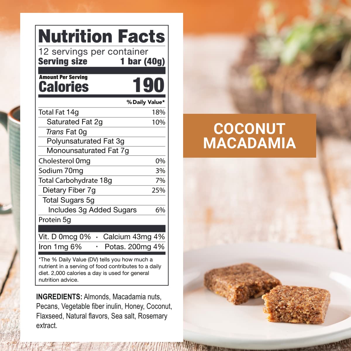 Prolon Fast Bars | Keto, Gluten Free, Dairy Free, Plant Based Protein, Intermittent Fasting Bars | Developed to Not Break Your Fast | Coconut Macadamia Nut, 12 Ct