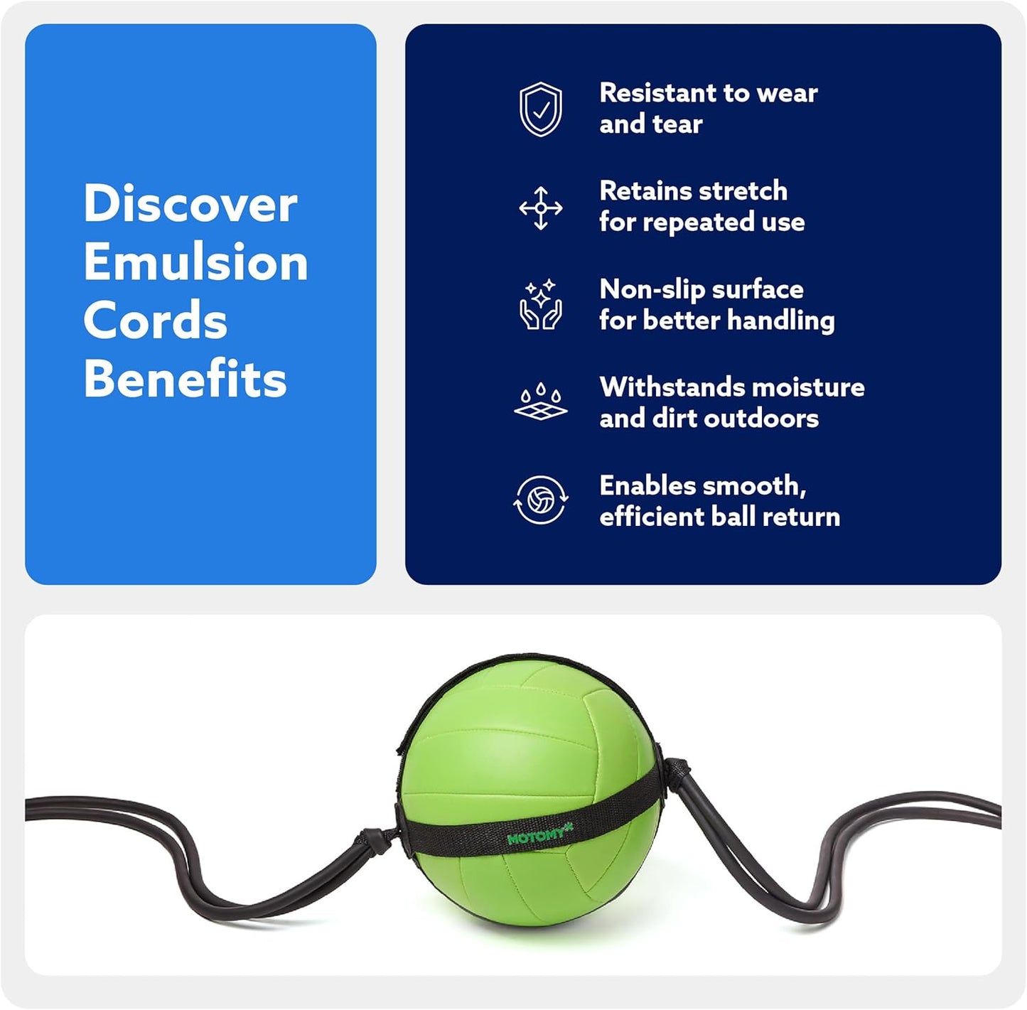 MOTOMY™ Volleyball Training Equipment Aid ‘VolleyPal’ – Solo Rebounder Trainer for Serve, Spike, Set & Pass; Indoor and Outdoor Practice Gear Gifts for Beginners & Experts