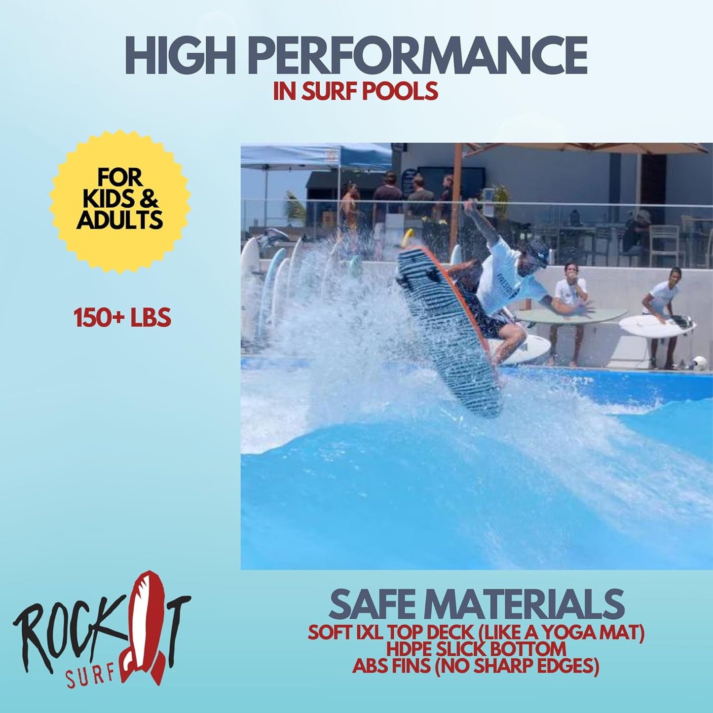 Rock-It 4'10" CHUB Soft Top Surfboard - Kids & Mini, Easy to Paddle & Maneuverable for Beginners