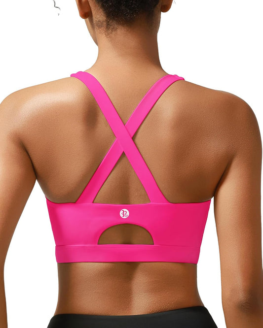 RUNNING GIRL Sports Bra for Women High Support Molded Cup Strappy Running Sports Bras with Sewn in Pads