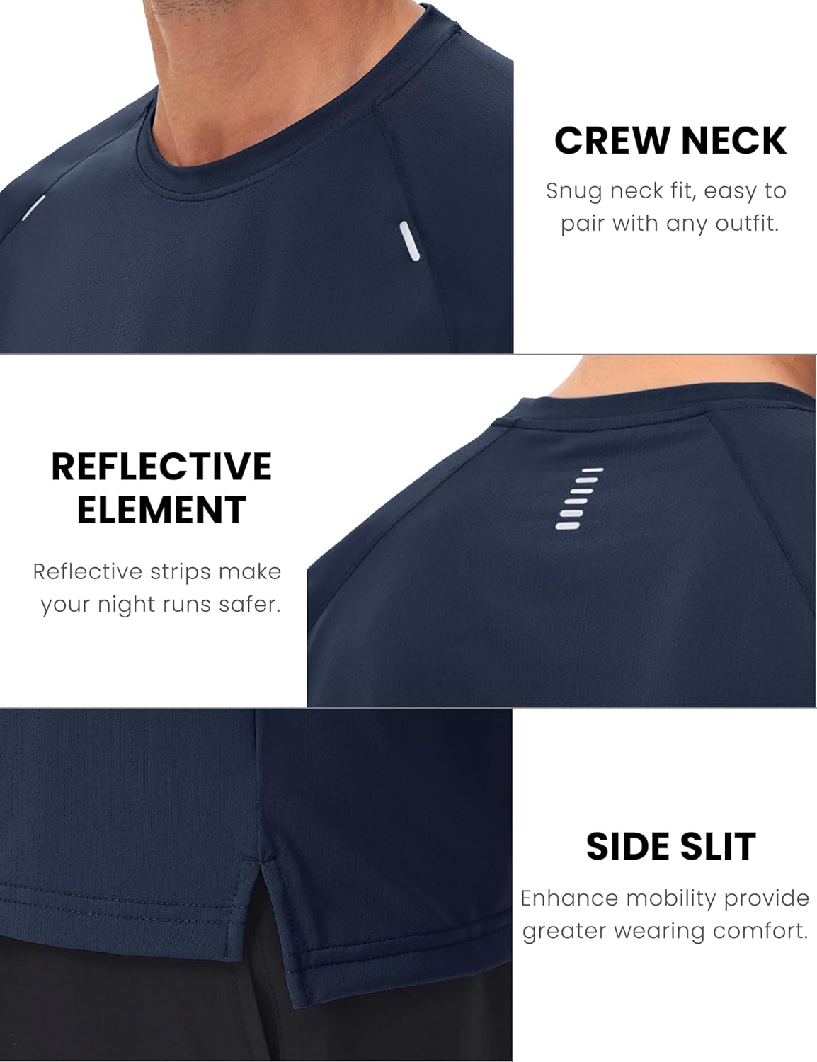 MAGCOMSEN Men's Dry Fit Shirts Mesh Short Sleeve Athletic Lightweight Workout Performance Hiking Shirt