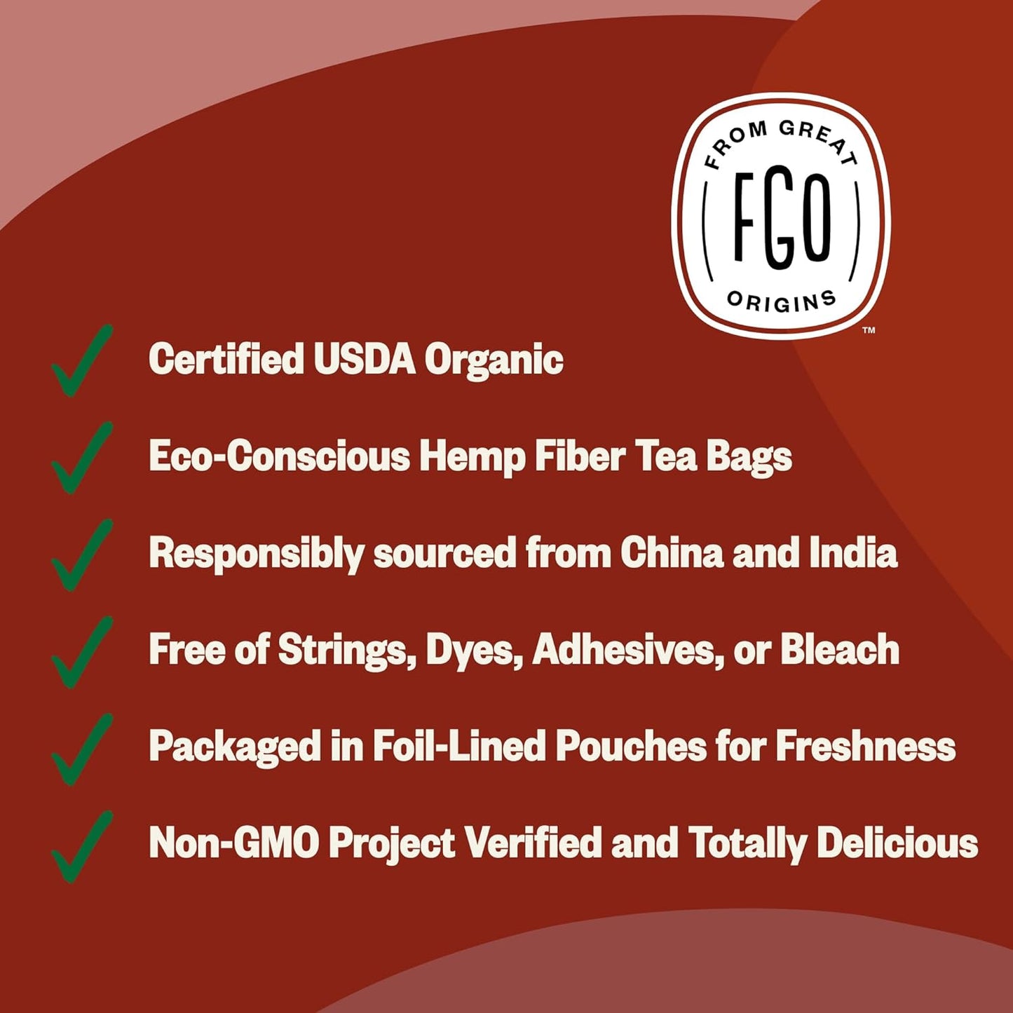 FGO Organic English Breakfast Black Tea, 100 Count, Eco-Conscious Tea Bags, Resealable Bag, Packaging May Vary (Pack of 1)