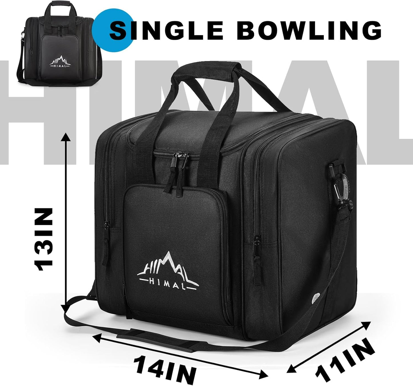 Himal Bowling Ball Bag for Single Sphere - Bowling Ball Tote Bowler's Bag with Padded Sphere Holder - Fits Bowler's Shoes Up to Mens Size 14