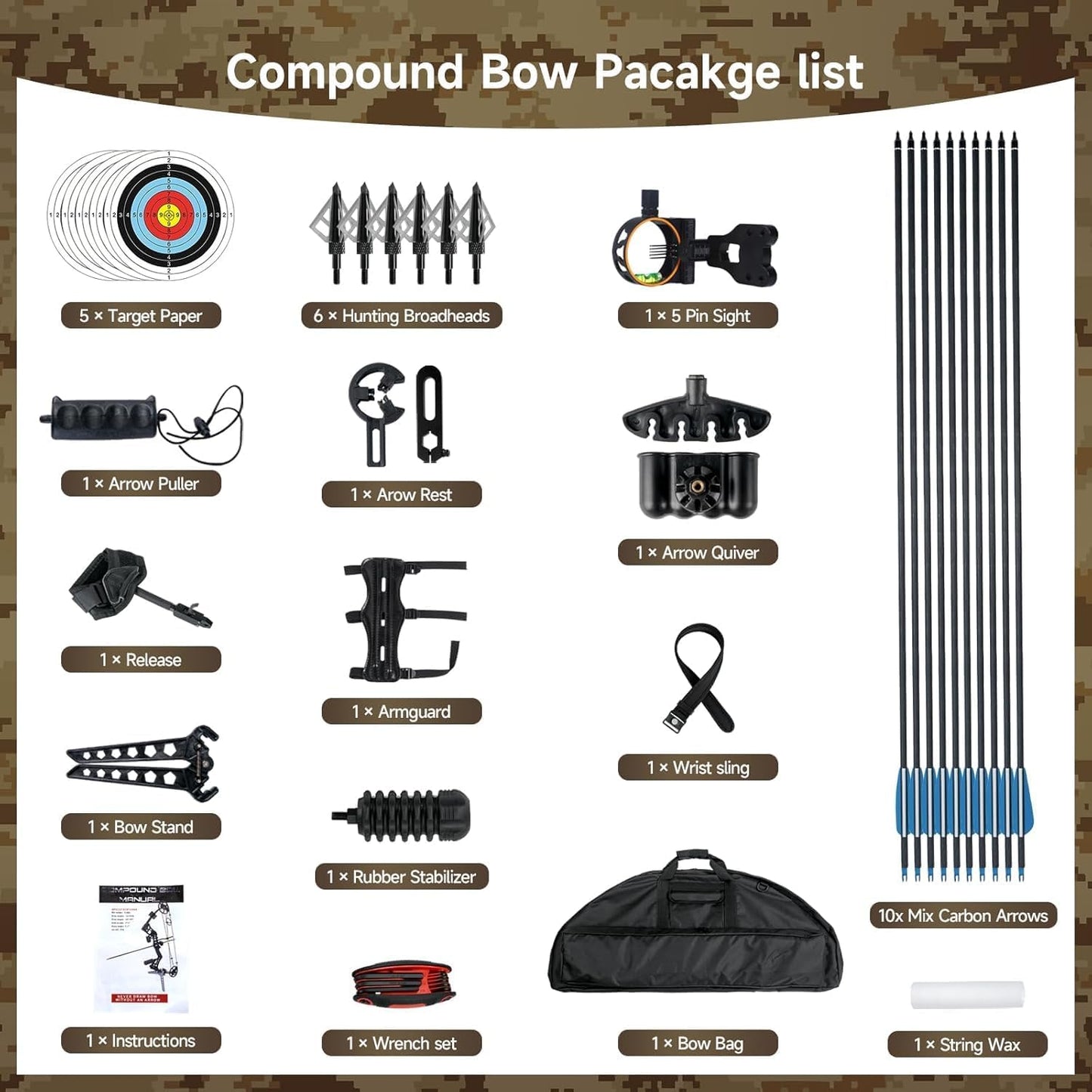 Compound Bows Draw Weight 30-70lbs Ready to Shoot, Bow and Arrow Set for Adults, Archery Set Come with All The Accessories
