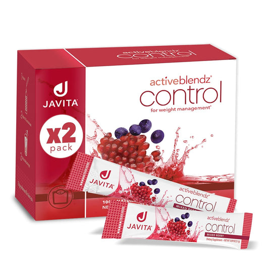 Javita Control Fruity (Acai, Pomegranate) Drink Mix Beverage with Slimming Herbs (Garcinia Cambogia, Gymnema Sylvestre) to Help Support Healthy Lifestyle, Appetite (2 Boxes/48 sticks)