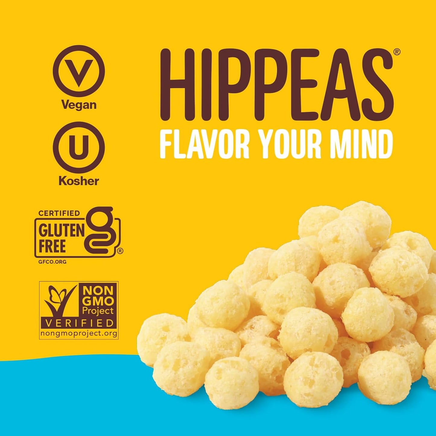 Hippeas Cheezy Cheddar Pops, 0.5 Ounce (Pack of 15), 2g Protein, Fiber, Vegan, Gluten-Free, Crunchy, Plant Protein Snacks