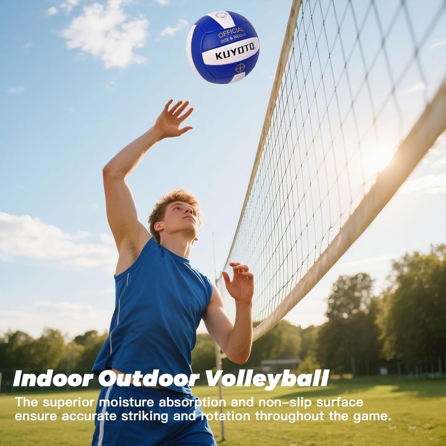 KUYOTQ Official Size 5 in&Outdoor Beach Volleyball,3MM Thickened Surface Soft Leather Youth Womens Mens Volleyball for Game Gym Training(Deflated)