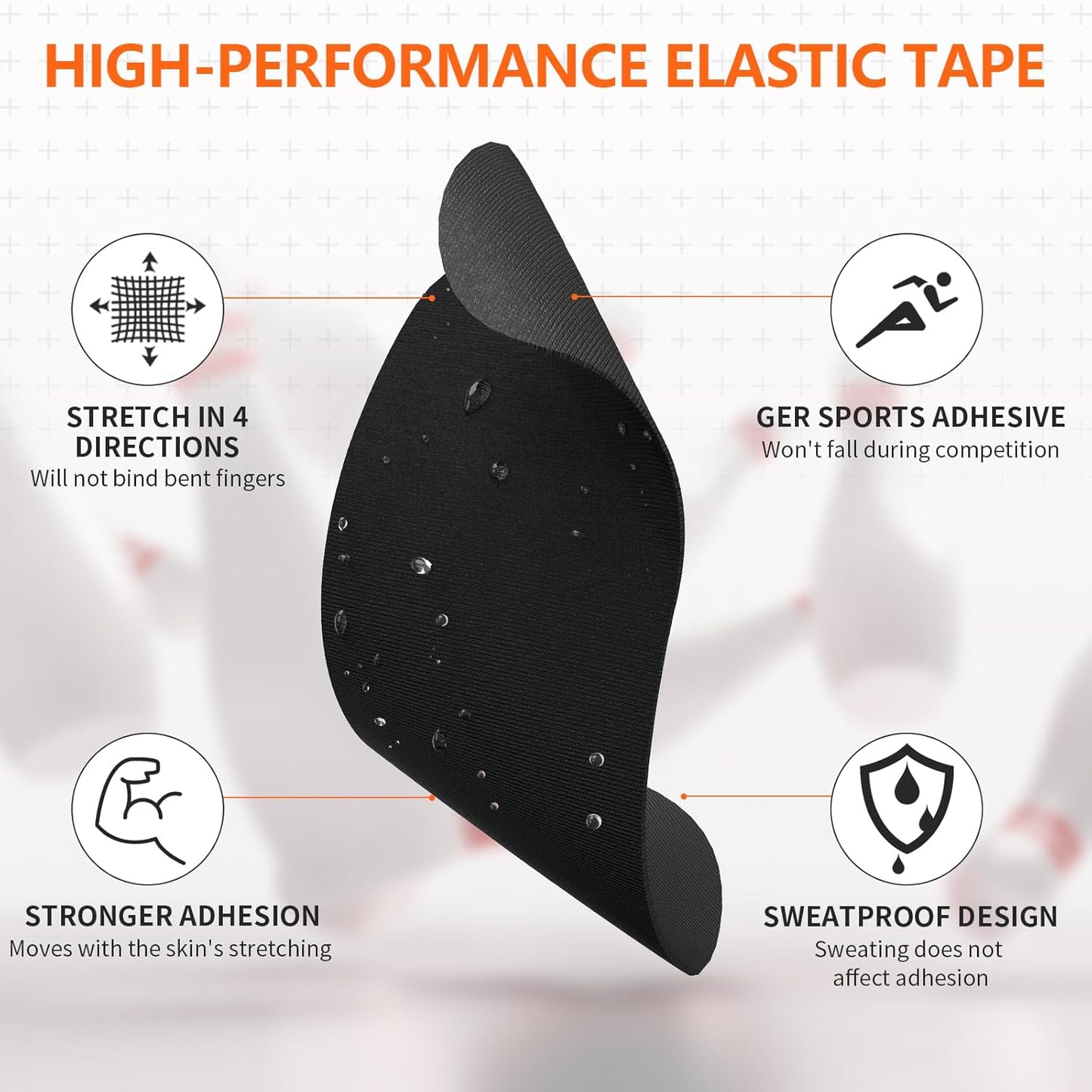 Bowling Tape Bowling Thumb Tape - Sweatproof, Pre Cut, Multiple Colors 100pcs (Black)