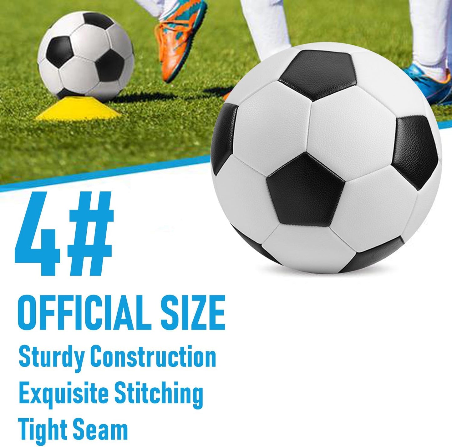6 Pcs Deflated Soccer Ball Bulk with Pump Size 5/4/3 Sport Soccer Ball Training Ball for Adult Soccer for Game Match Birthday Party Gift