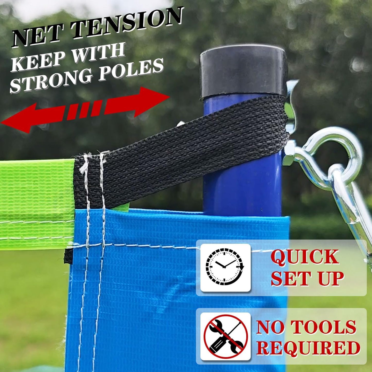 Volleyball Net Outdoor - Portable Volleyball Set for Backyard with Professional Volleyball Net, Wrap Yarn Volleyball and Pump, Boundary Line, Carry Bag