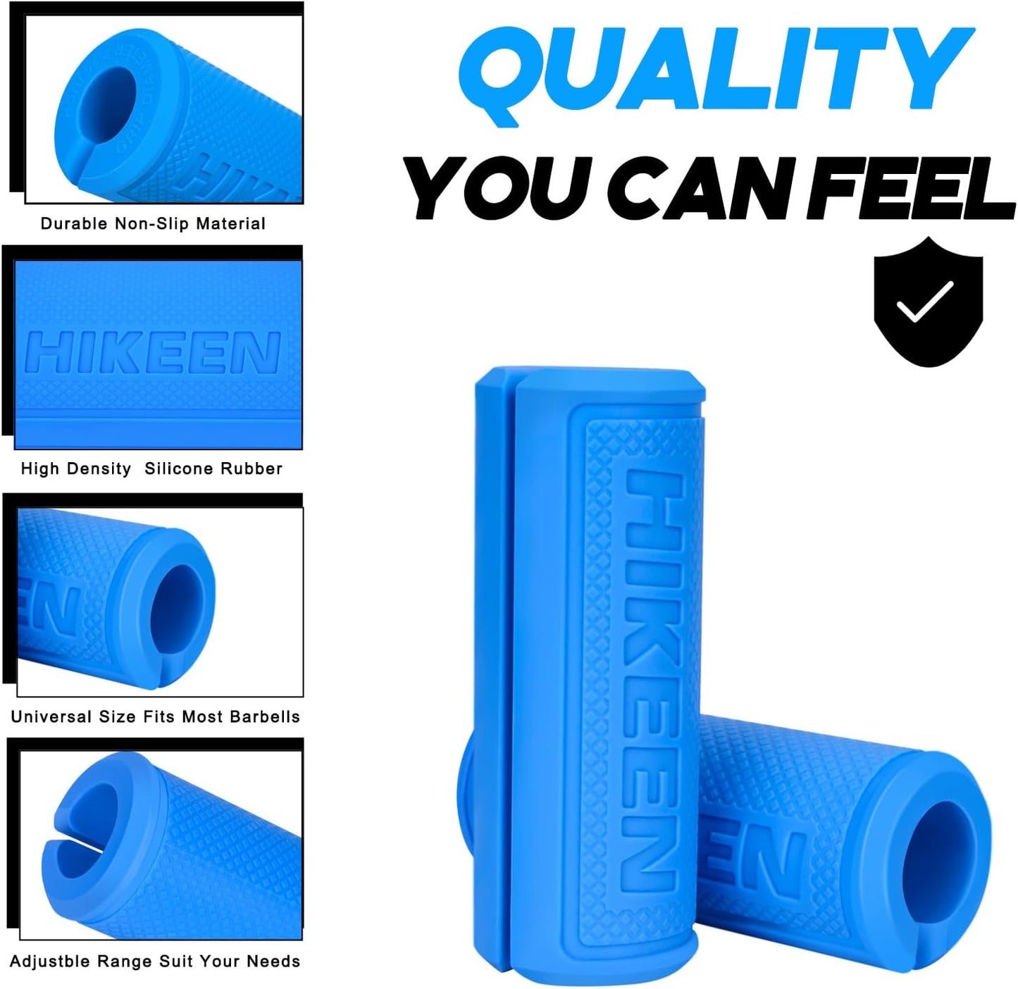 Hikeen Thick Bar Dumbbell Grips,Non Slip Hard Rubber Barbell Grips,Grips for Weight Lifting, Muscle Building-1.77", 2", 2.25" & 2.75" Outer Diameter