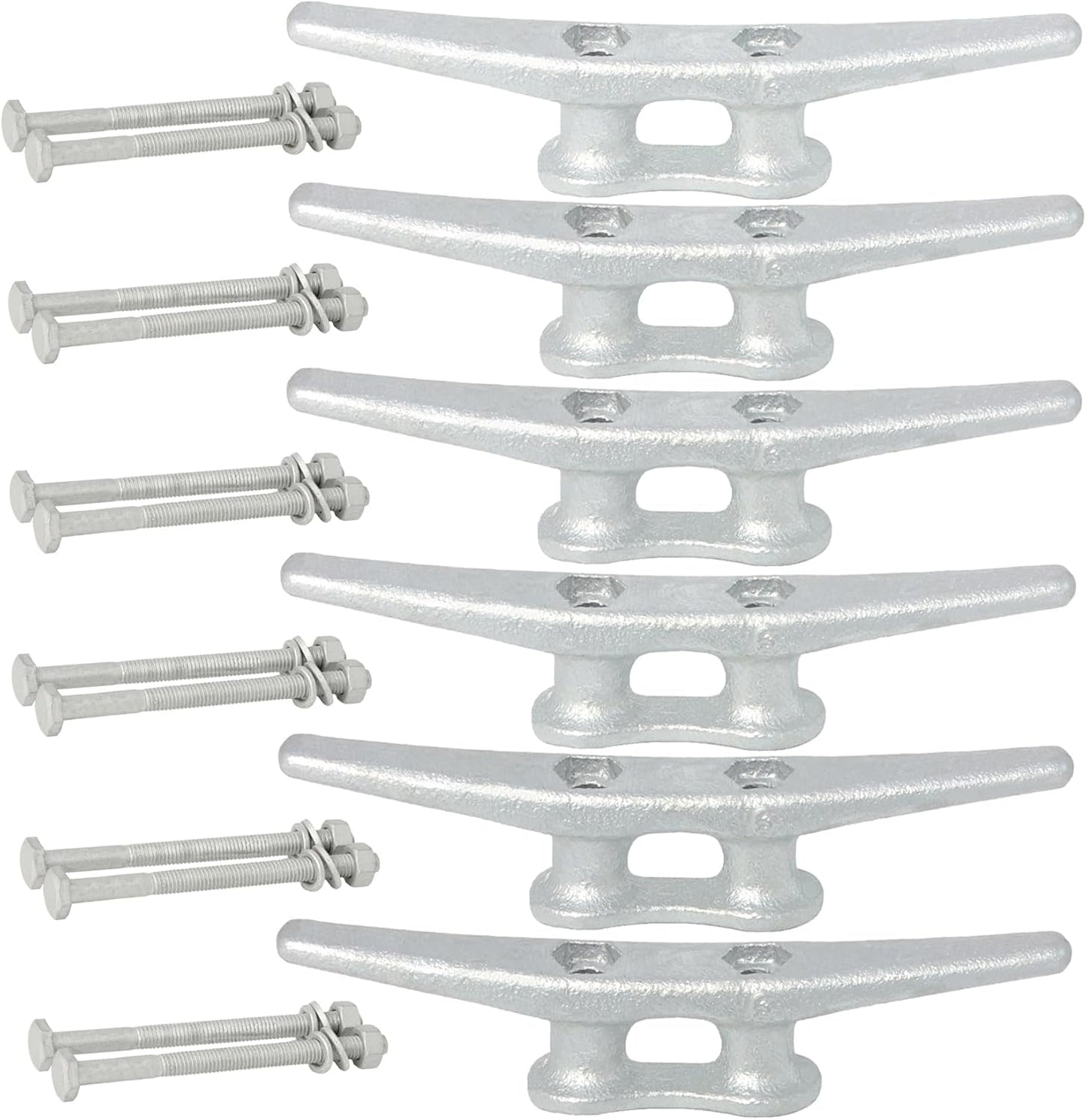 6/8/10/12/14 inch Dock Cleats With Bolts,Hot Dipped Galvanized Cast Iron Boat Cleats,Rope Cleat Boat Dock Cleats for Boat Docks,Decks,Piers for Tying up Boats,Marine Decor(1,2,4,5,6,8,10,12 Pack)