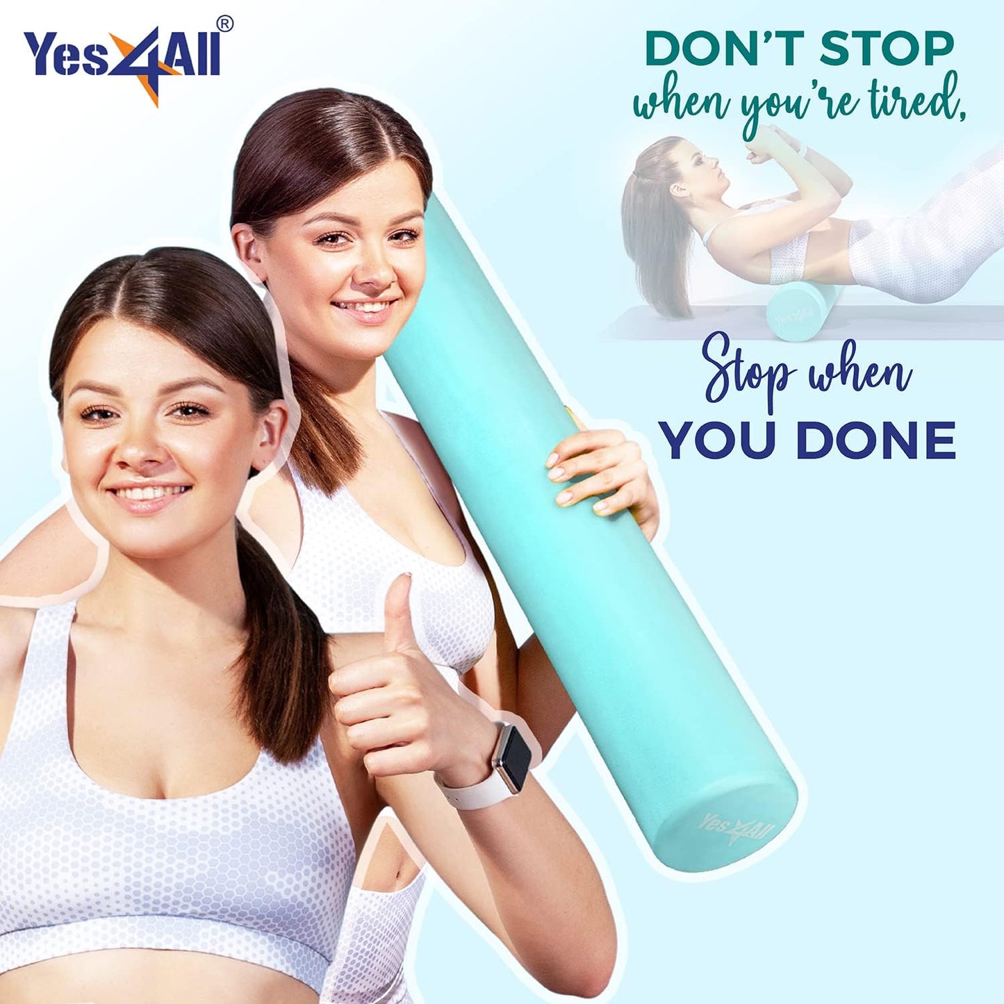 Yes4All EVA Firm Foam Roller for Back - Round Back Roller for Exercise, Yoga & Pilates 12/18/24/36 inch