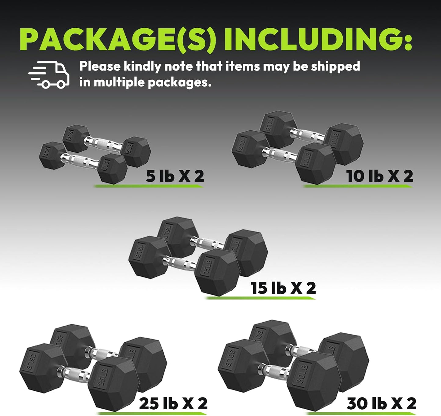 Hex Dumbbell Set, 45-400 lb Set Rubber Encased Exercise & Fitness Dumbbells, Weights Dumbbells Set, Hand Weight for Strength Training