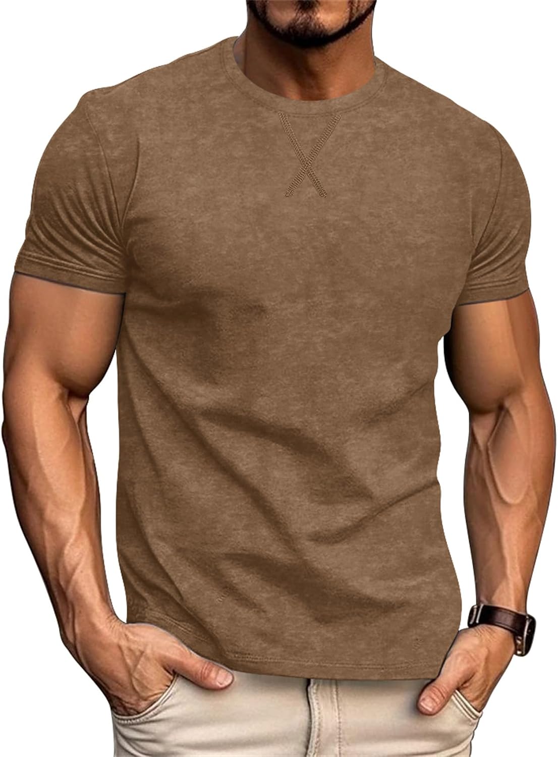 LOGEEYAR Men's Athletic Washed T-Shirts Basic Crew Neck Tees Tops Causal Distressed Cotton T Shirts for Men