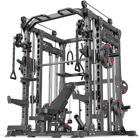 Power Cage,1600lbs Multi-Function Power Rack with Adjustable Cable Crossover System and More Training Attachment, Weight Cage for Home Gym