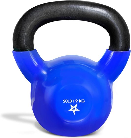 Yes4All 5-100 LB Kettlebells Vinyl Coated Cast Iron for Dumbbell Weights Exercises, Gym, Fitness, Full Body Workout Equipment Push up, Grip and Strength Training