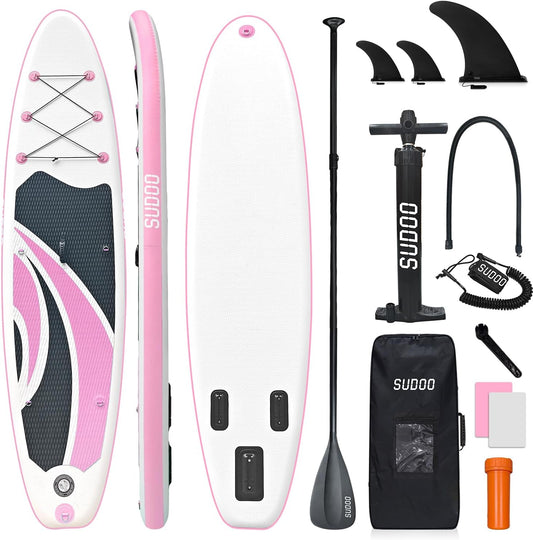 Inflatable Stand Up Paddle Board 10‘x30‘‘- Ultra-Light SUP with Backpack, Pump, Paddle, Coil Leash, 3 Fins, Repair Kit, Stable Design, Non-Slip EVA Deck for Adults & Youth