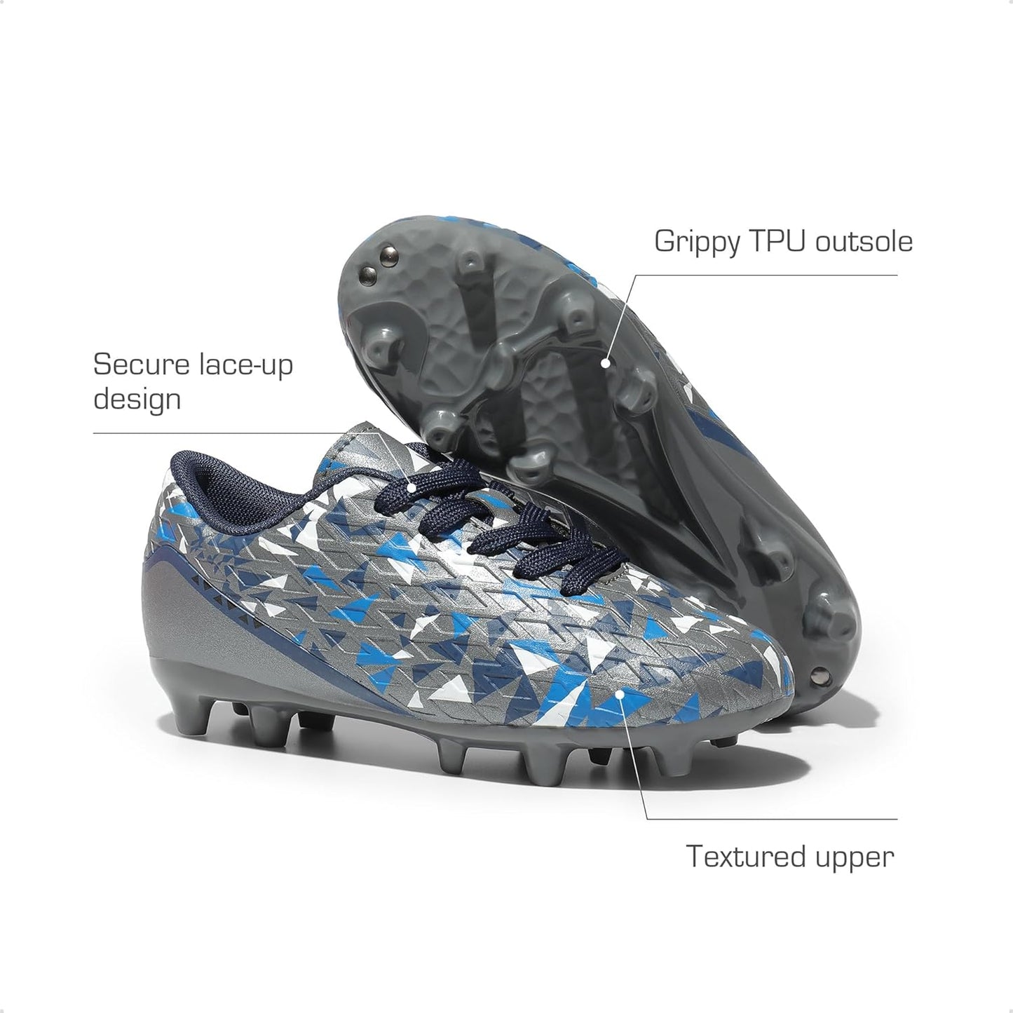 DREAM PAIRS Boys Girls Soccer Cleats Youth Firm Groud Athletic Outdoor Trainning Football Shoes for Little/Big Kid