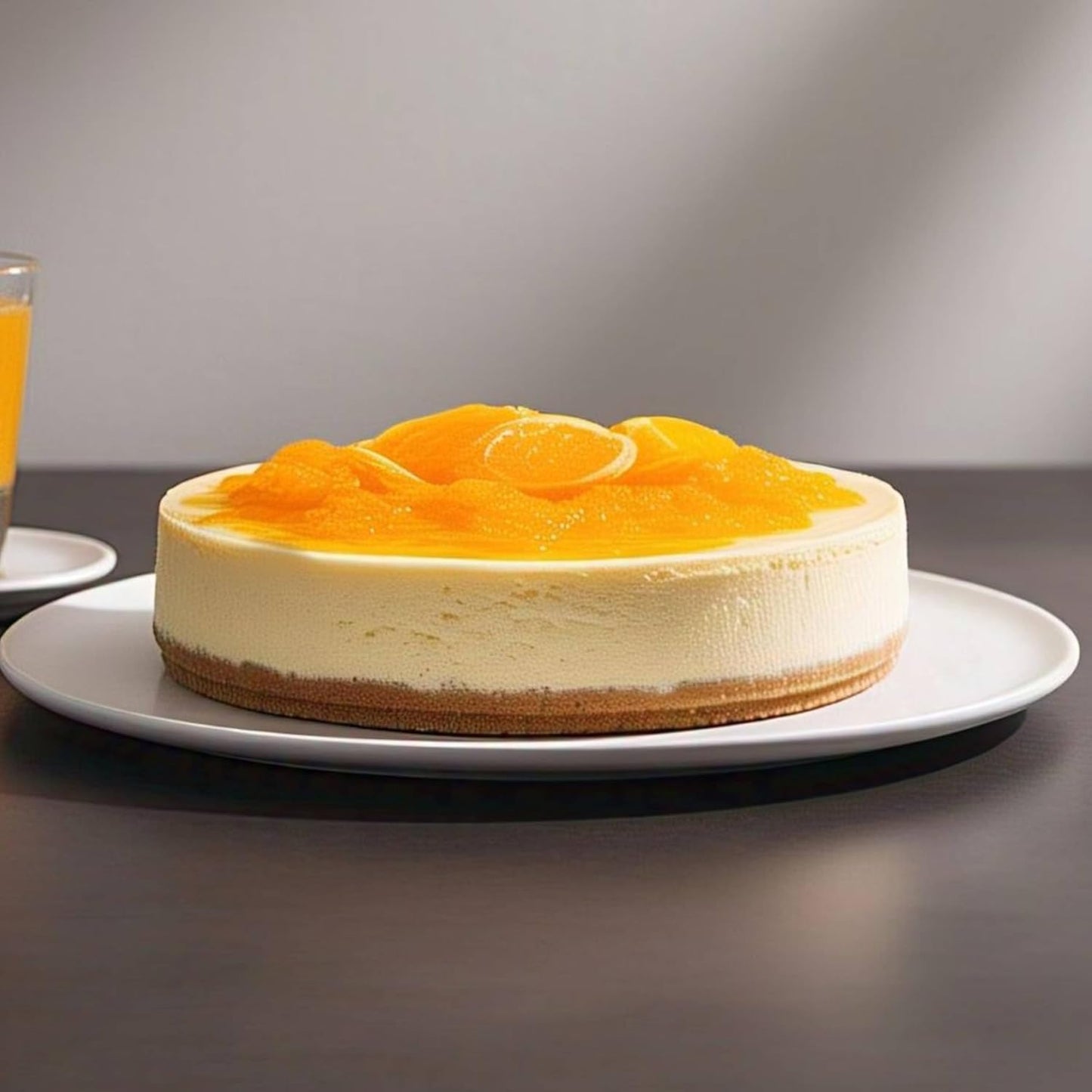 Andy Anand's Baked Gourmet Sugar Free Orange Cheesecake 9" (2 lbs) | No Preservatives Cheesecake & Diabetic-Friendly, You Won't Believe It's Sugar Free! | Freshly Made with California Cream Cheese