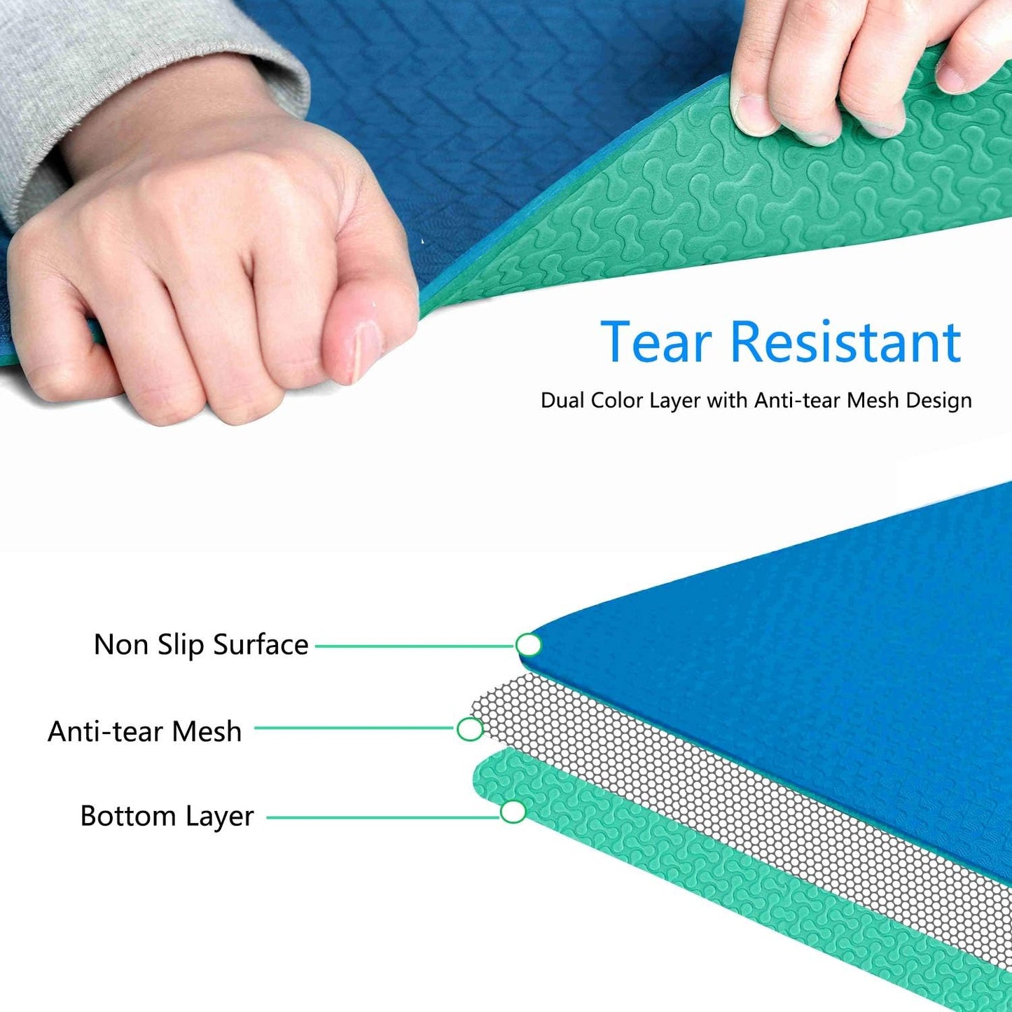 IUGA Yoga Mat Non Slip Anti-tear Pilates Mat Eco Friendly Hot Yoga Mats Thick for Workout & Exercise(72"x 24"x 6mm)