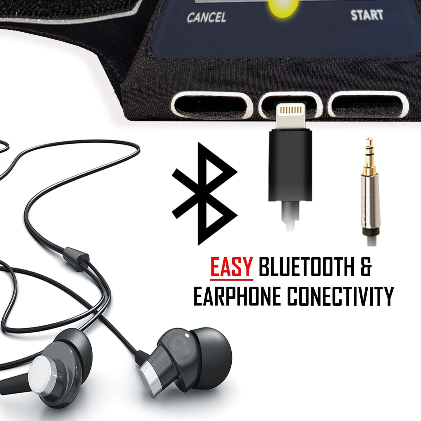 RevereSport Waterproof Running Armband for Phone with Case On (Otterbox, Lifeproof). Sports Phone Holder Compatible iPhone 17/16/15/14/13/12/11/SE Samsung S25/S24/S23/S22/S21/S20 (Medium)