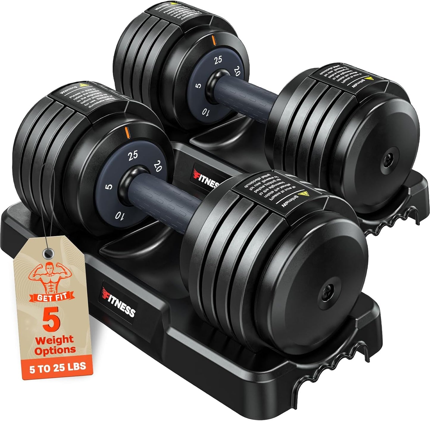 Adjustable Dumbbells Set of 2, 1 Hand Adjustable Weights Dumbbells Set, 5 in 1/10 in 1 Free Dumbbell with Anti-Slip Texture Handle, 25/55/80lb Pair Weight Set For Home Gym Suit both Men and Women