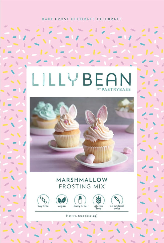 LillyBean Gluten Free Marshmallow Buttercream Frosting Mix with No Artificial Colors - Dairy and Soy Free, Vegan Icing for Decorating Cakes, Cupcakes, Cookies - 12 oz
