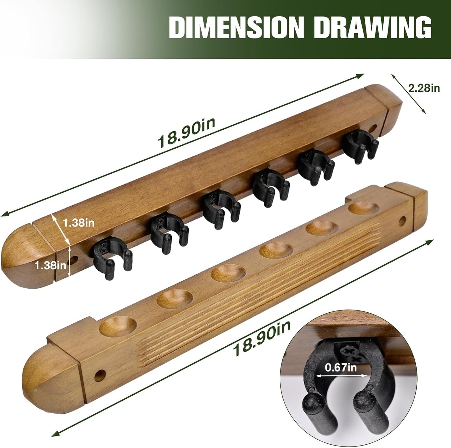 Pool Stick Holder - Wall Mounted with 6/8 Stick Capacity