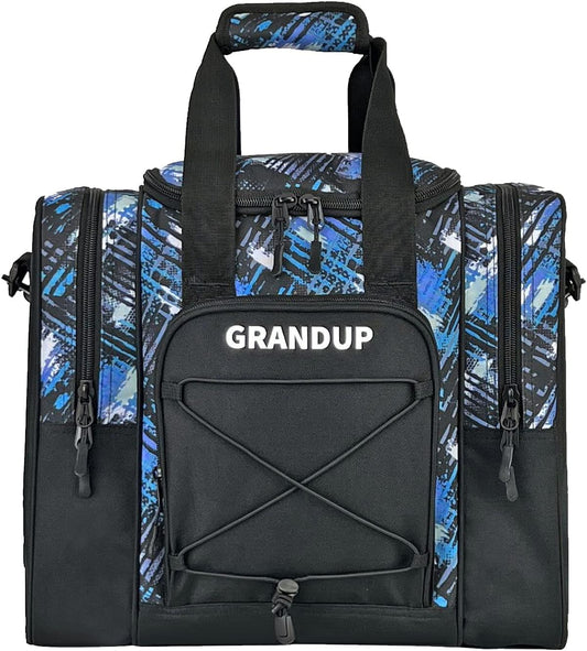 GRANDUP Bowling Ball Bag for Single Ball - Black Bowling accessories Ball Tote Bag Bowling Bag with Padded Ball Holder - Fits Bowling Shoes Up to Mens Size 14
