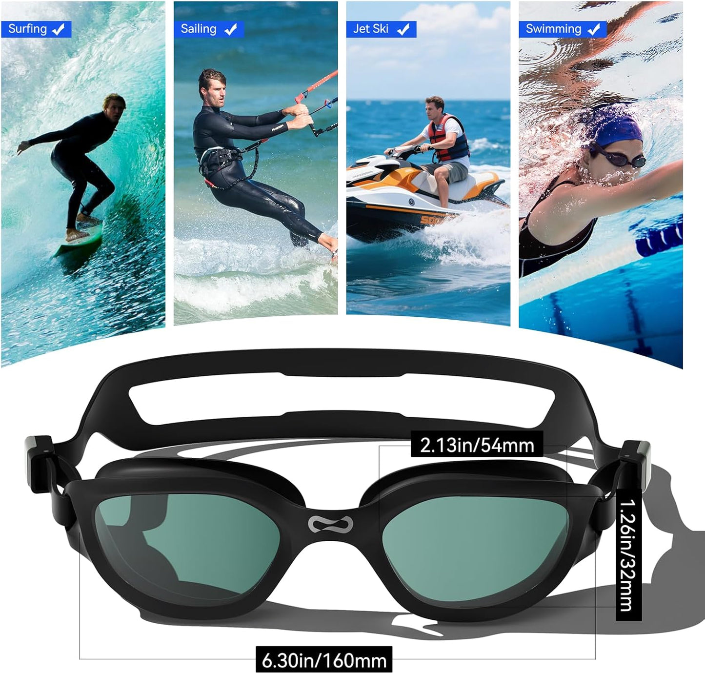 COPOZZ Swim Goggles Adult Women, Swimming Goggles for Women & Men, Anti-Fog No Leaking UV Protection for Adult