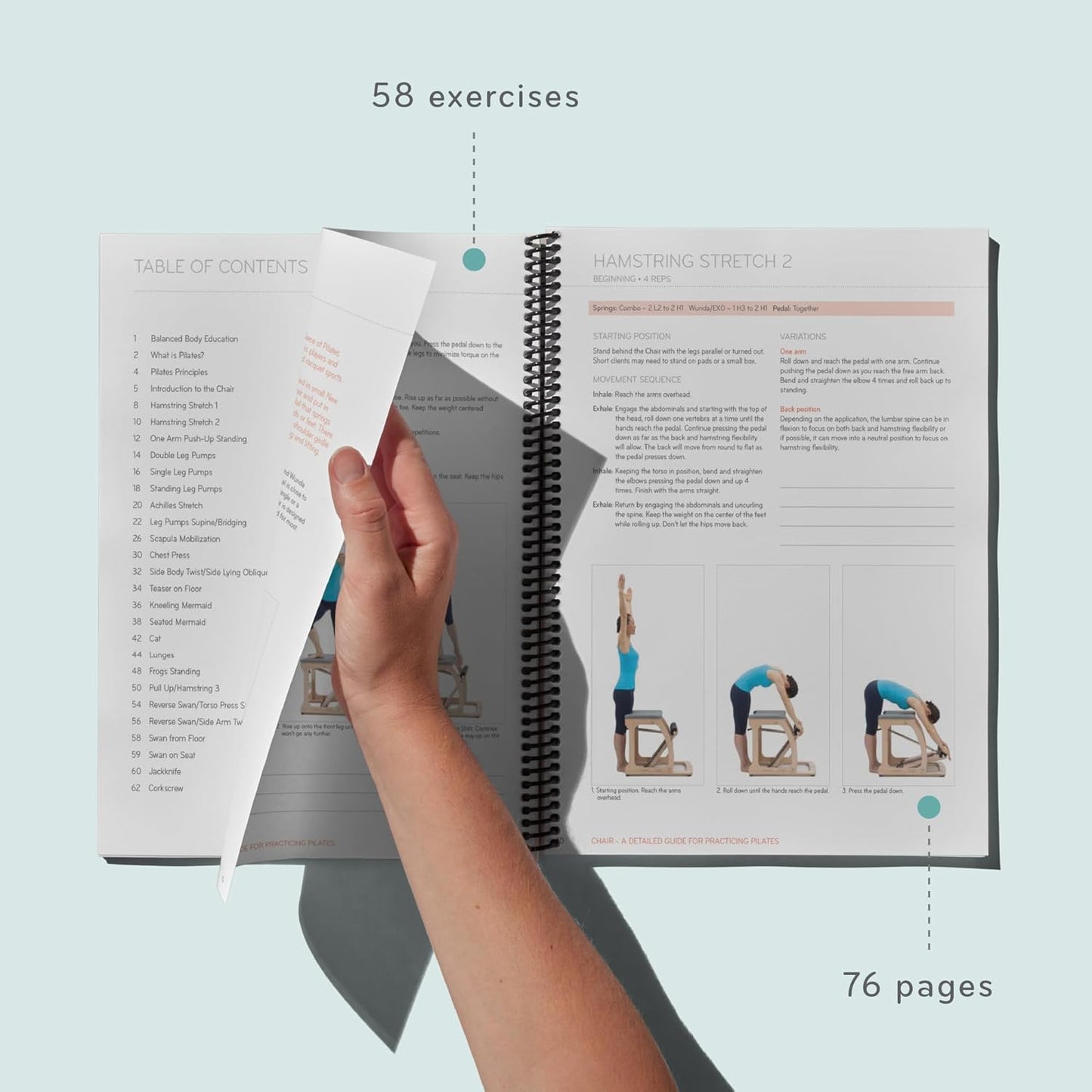 Balanced Body Pilates Chair Guide, Pilates Chair Guide for Workout Equipment, for Home Gym or Studio Use