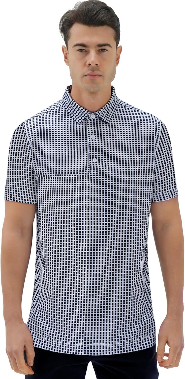 DEOLAX Mens Polo Shirts Fashion Print Mens Golf Shirt Dry Fit Mens Golf Polo Short Sleeve Quick Dry Funny Golf Shirt for Men