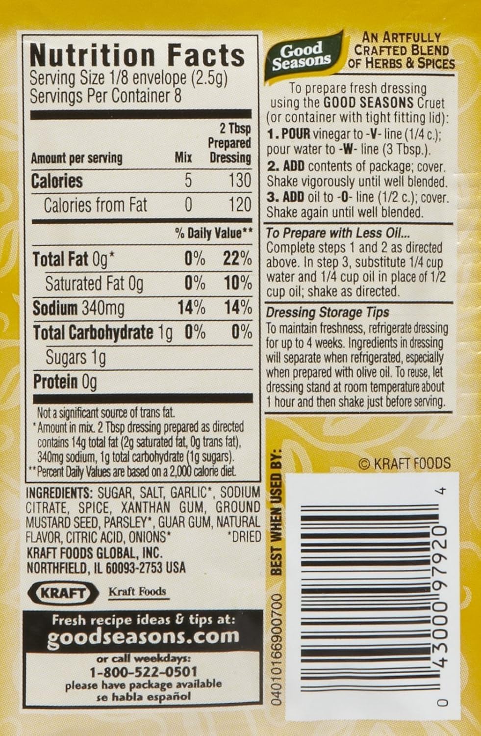 Good Seasons Garlic & Herb Dressing & Recipe Mix (6 CT) + Mild Italian Dressing and Recipe Mix (6 CT) (Variety Pack)