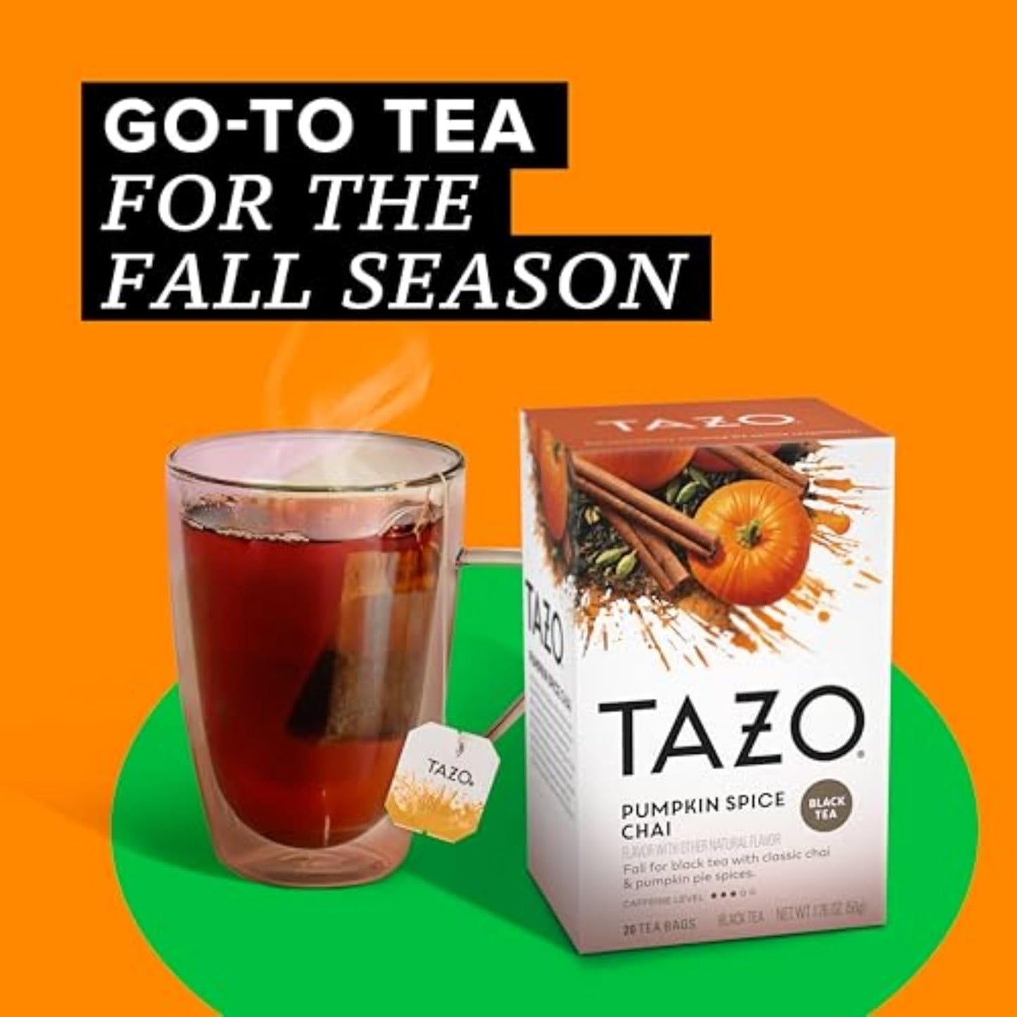 TAZO Pumpkin Spice Chai Tea Bags, Black Tea, Holiday Gift For Tea Lovers, 20ct (6pk)