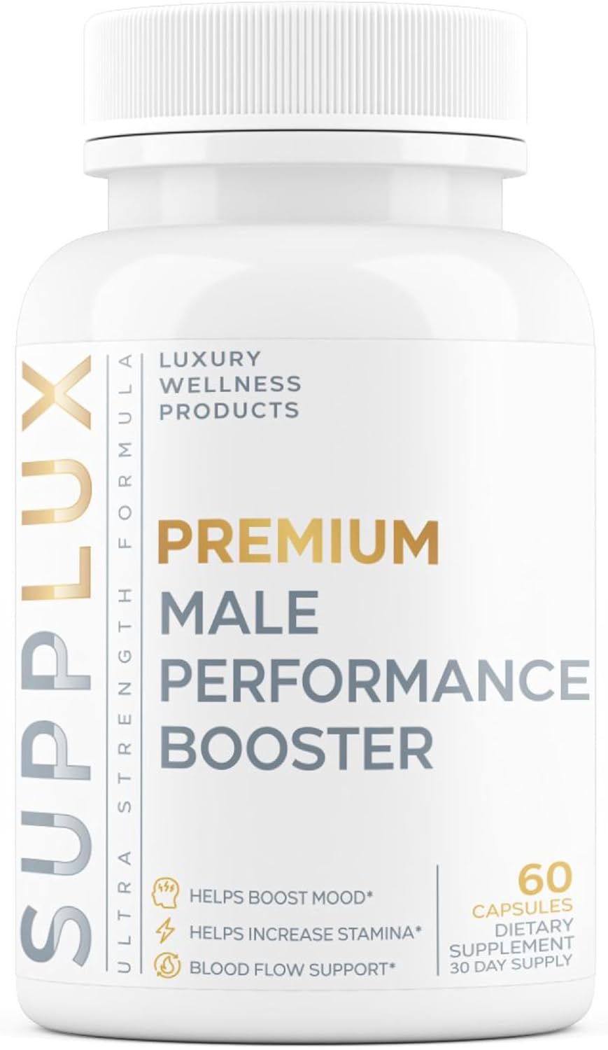 Premium Male Performance Booster - Horny Goat Weed + 8 Ingredients | Pills for Men Fast Acting Blood-Flow, Muscle Building, Energy | 3rd Party Tested Supplement - 60 Pills for Adults