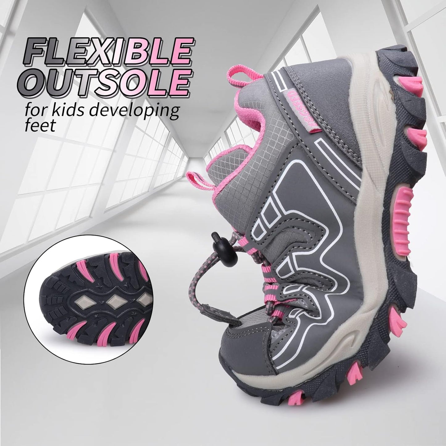 Boys Girls Hiking Trail Shoes Waterproof Slip Resistant Outdoor Trekking Walking Running Sneakers(Little/Big Kids)