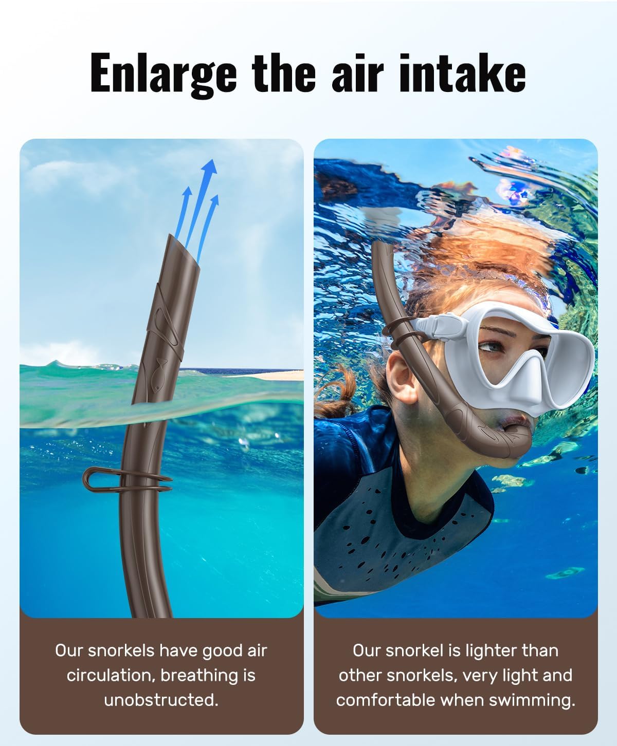 W WSTOO Adults Diving Snorkel Breathing Tube Silicone Flexible Foldable Snorkel Anti-Drop for Freediving Swim Training,Diving and Scuba Diving,Easy to Carry for Travel