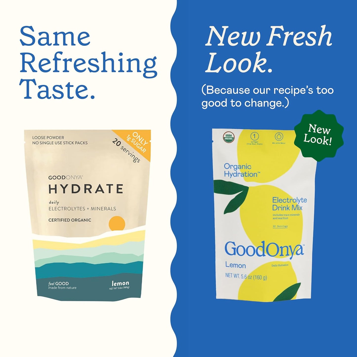 Organic Hydration Electrolyte Drink Mix, Certified Organic Hydration Powder, Non-GMO, Biochecked Glyphosate Free, Low Sugar, Lemonade Flavor, No Artificial Flavors, 20 Servings