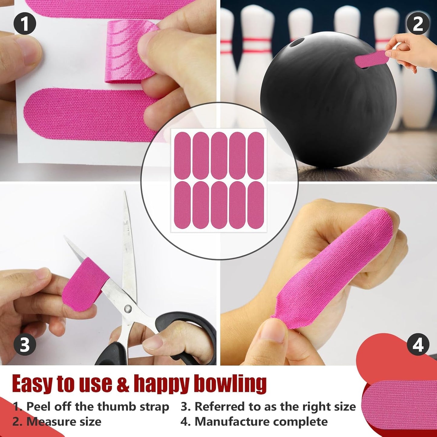 100 PCS Bowling Thumb Tape - Bowling Finger Tape - Thumb Tape Protector for Bowling(Multiple Colors, 1 x 2.8 Inches, Breathable)