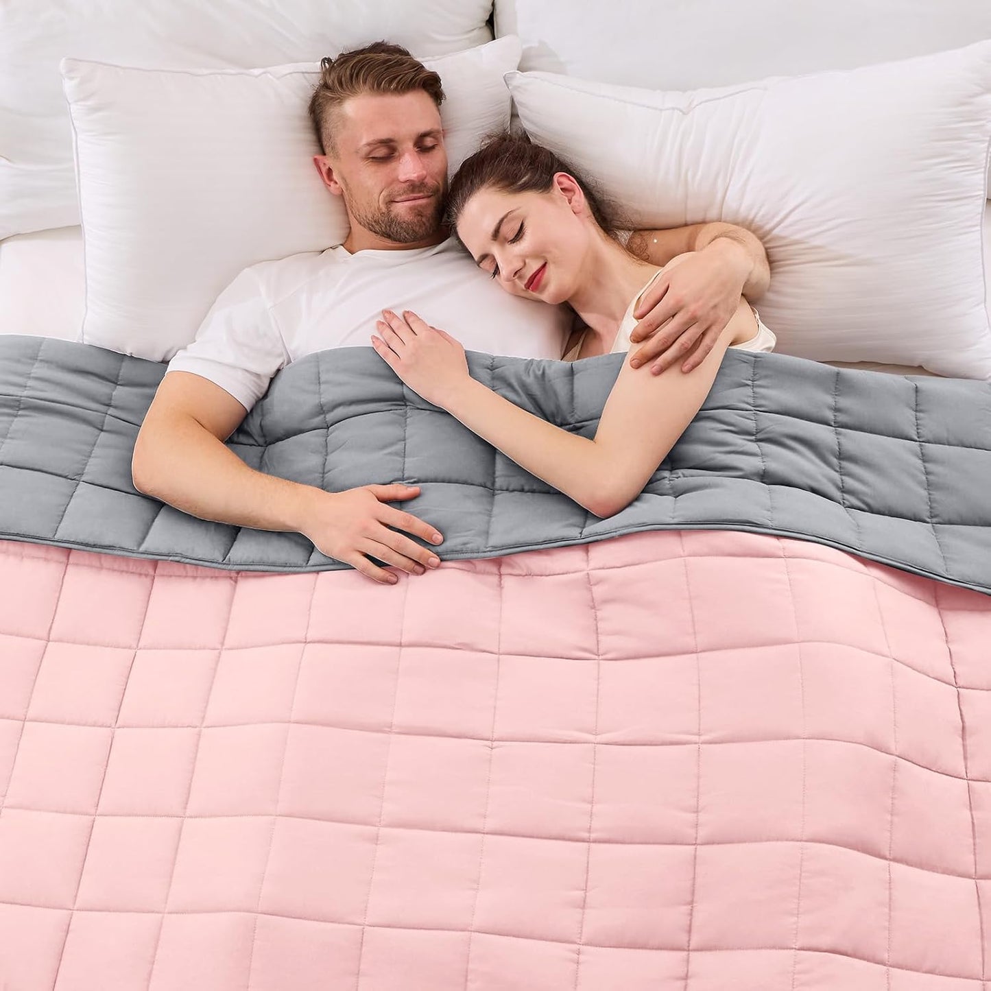 King Size Weighted Blanket for Adults (20 lbs, 80” x 87”, Pink Grey) Cooling Heavy Blanket for Sleeping Perfect for 190-210 lbs, Breathable Blanket for Adults & Couple All Season, Machine Washable
