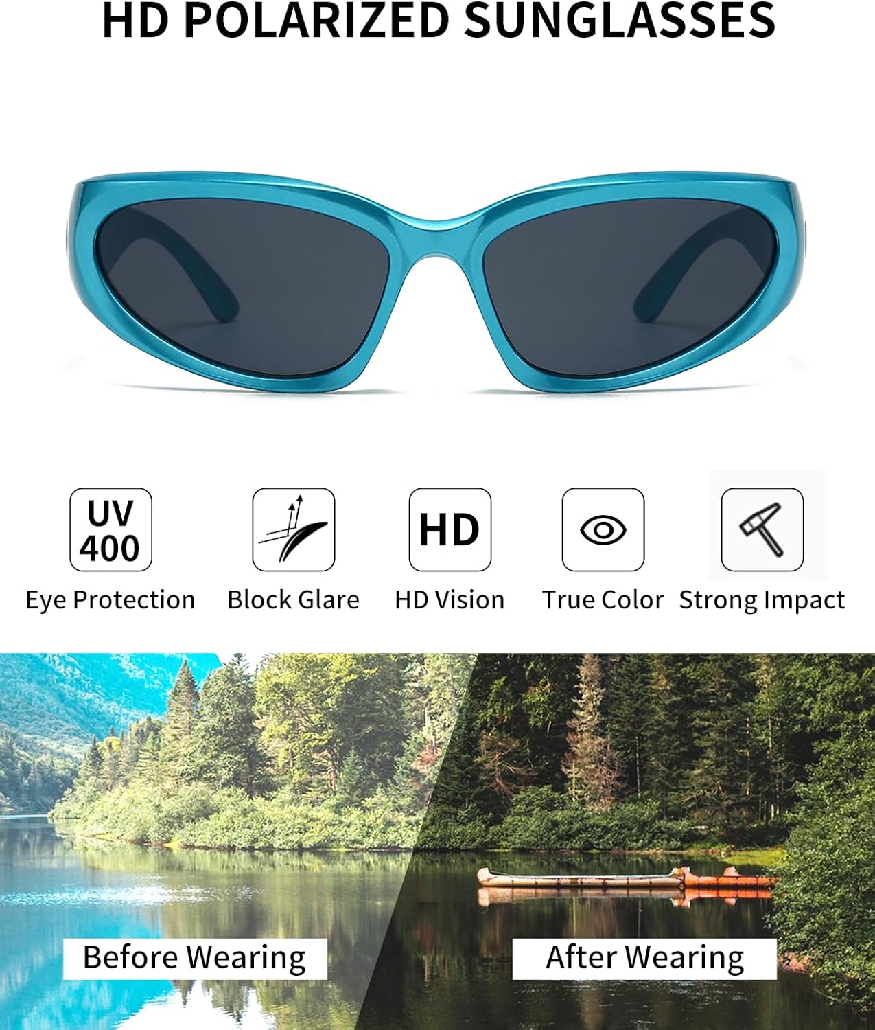 SOAR&EAGLE Y2K 3Pack Polarized sunglasses Wrap Around Men's Women's sunglasses Fashion Sport Shades Sun Glasses