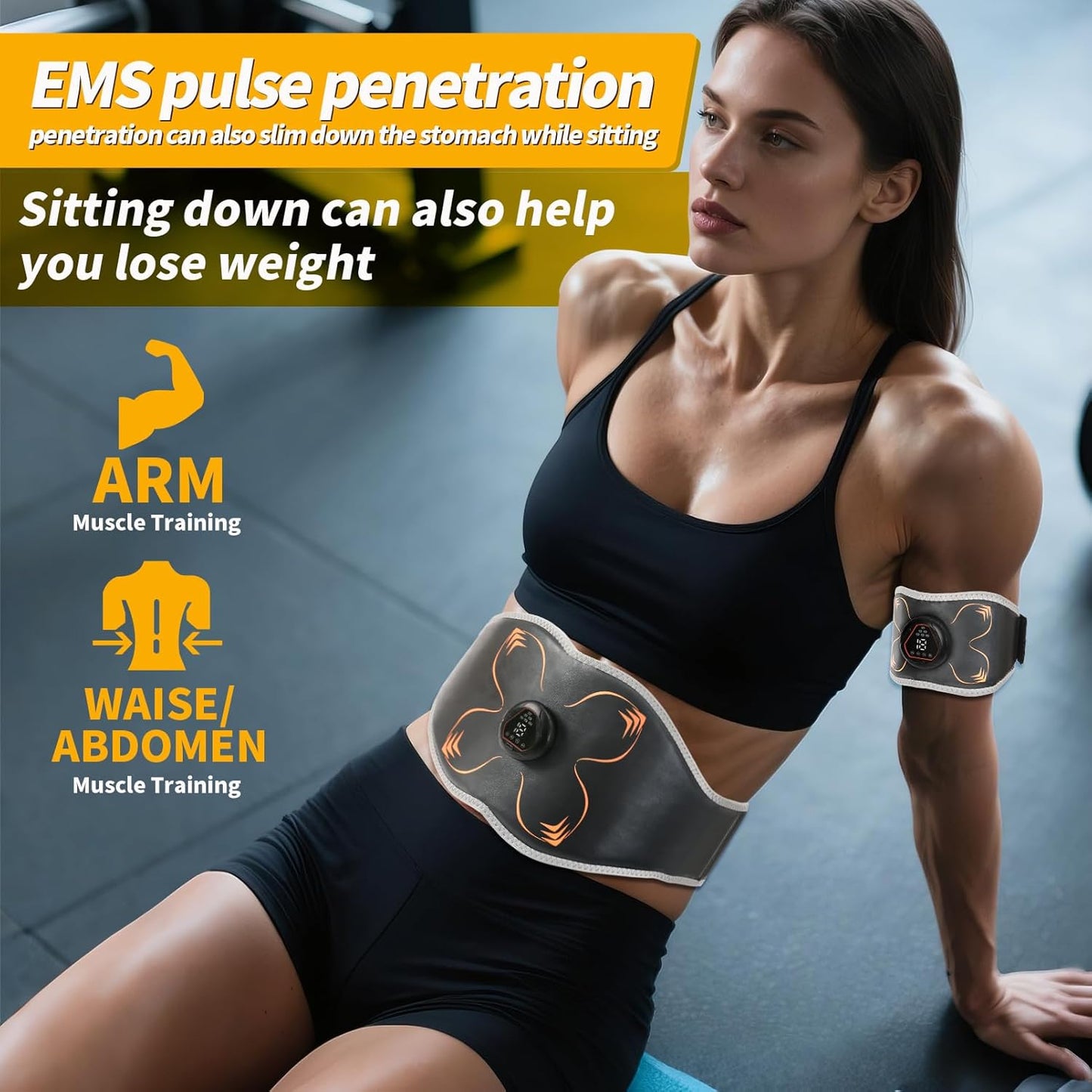 Electronic Muscle Stimulator, Abs Stimulator Muscle Toner for Abdomen/Arm/Leg, Strength Training Equipment for Men and Women