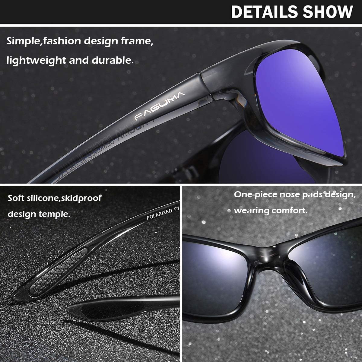 FAGUMA Polarized Sports Sunglasses For Men Cycling Driving Fishing UV400 Protection