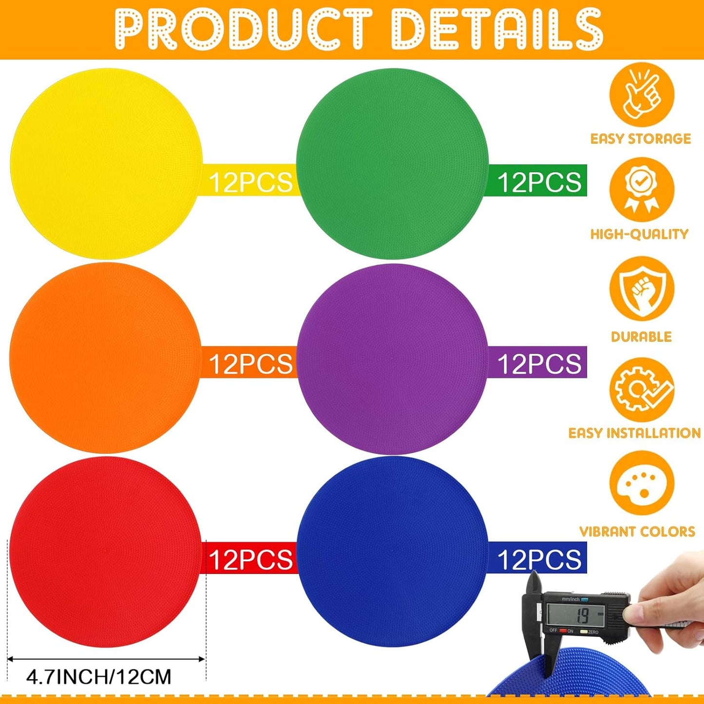 TPE Floor Spot Markers Dots for Gym Flat Non Slip Spot Marker Dance Dot for Classroom Gym Sports Soccer Basketball Agility Training Field Marking Equipment