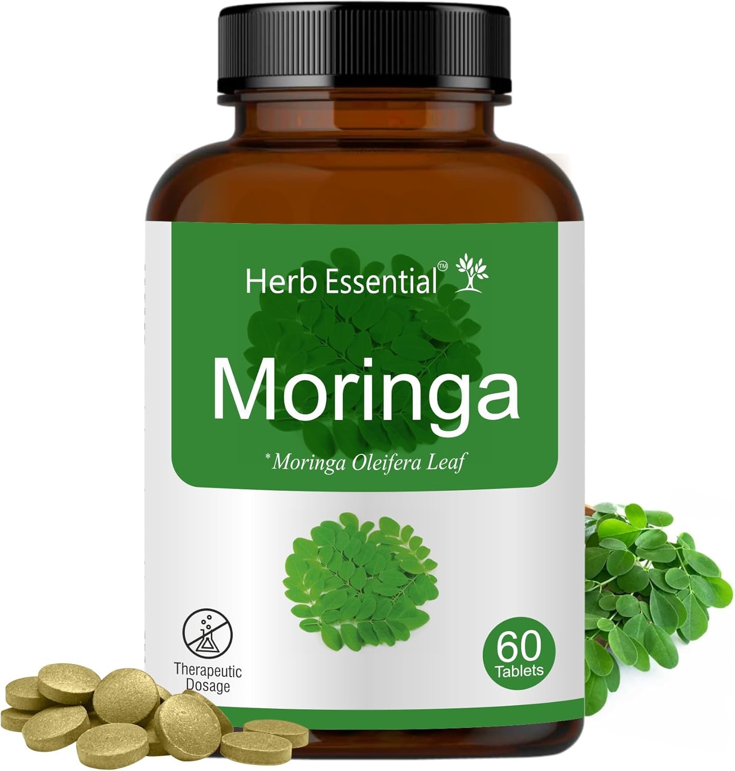Organic Moringa Leaf Tablets 60 Tablets (500mg), Non-GMO and Gluten Free Supplemen, Uncoated Malunggay Herbal Supplement, Complete Green Superfood
