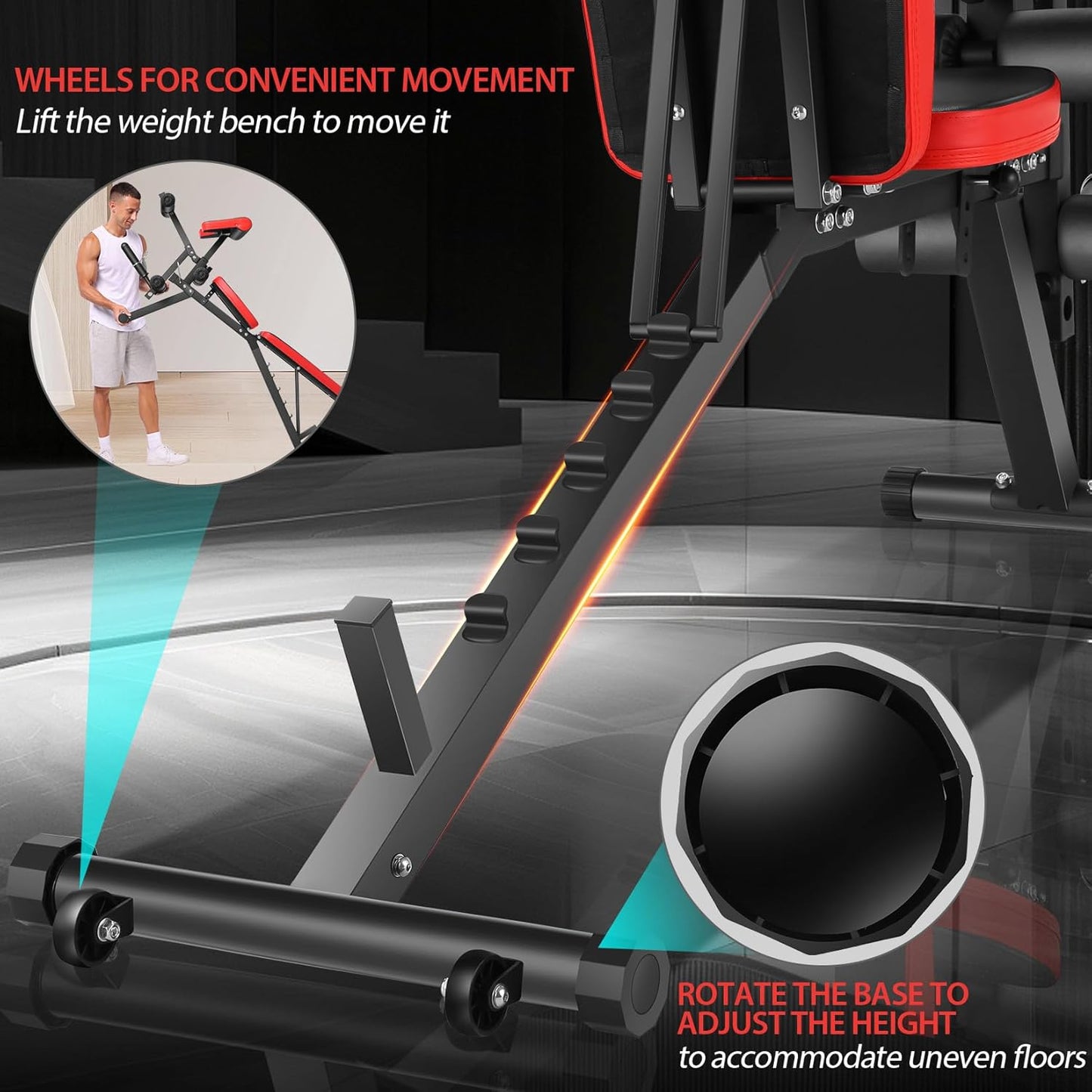 OPPSDECOR Adjustable Weight Bench with Leg Extension, Leg Curl - 800 LBS Heavy Duty Workout Bench for Home Gym - Preacher Curl, Flat, Incline, Decline Sit Up - Full Body Workout